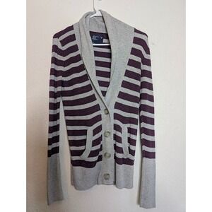 Y2K‎ 2000s Vintage American Eagle Purple Stripe Sweater Cardigan Long Sleeve M